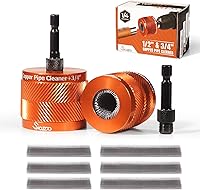 Swozzto 1/2" & 3/4" Copper Pipe Cleaner Set with 1/4" Hex Shank & Extra Blades - Rust Stain Remover for Metal Pipes