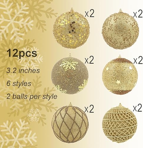 Miniatura 2 de LANGXUN 12 bolas de Navidad negras grandes hechas a mano de 3.2 pulgadas, decoración de árbol de Navidad 2023, decoración de árbol de Navidad,