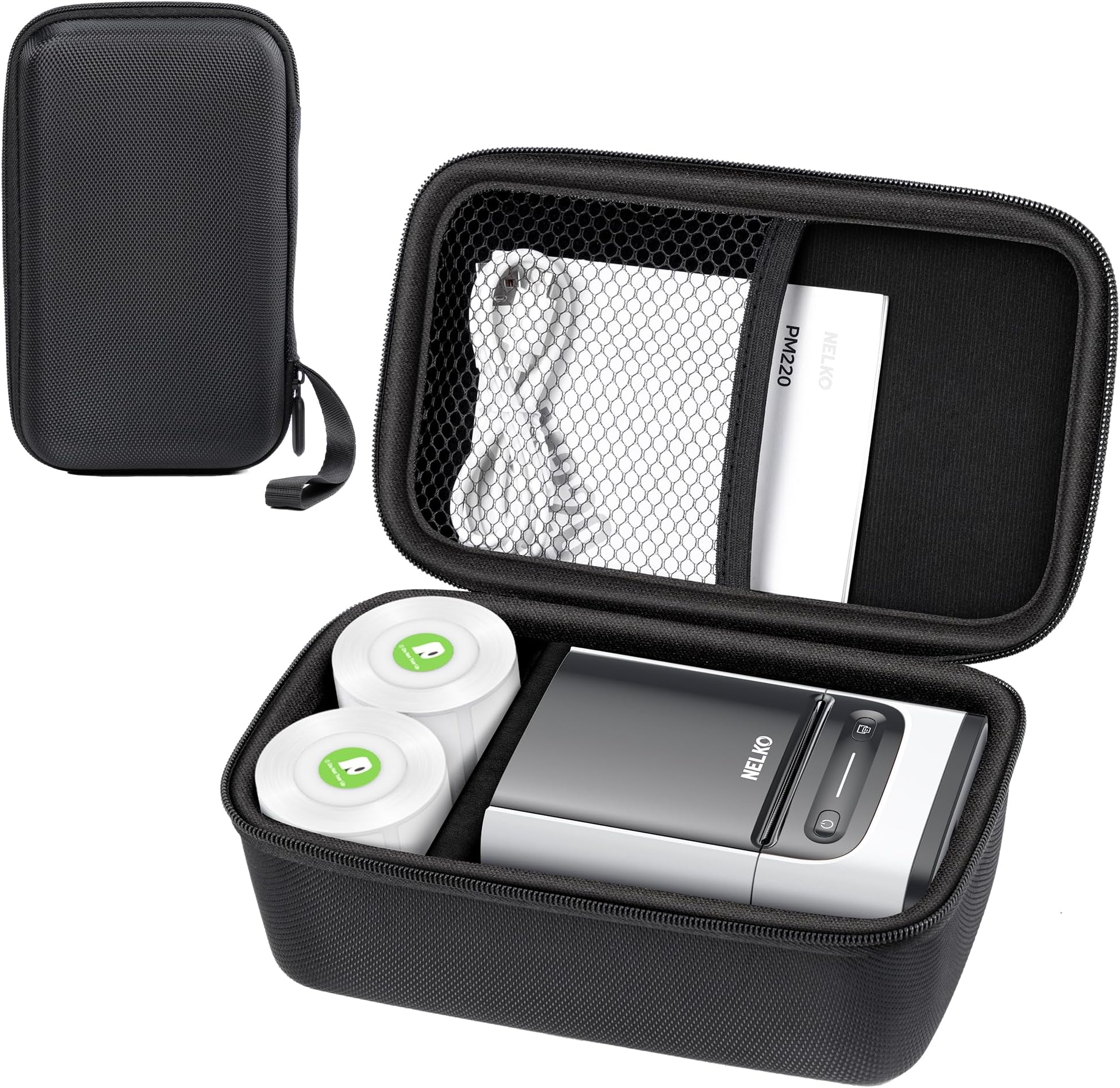 Genuine Case Compatible with Nelko PM220 Label Maker, Portable Handheld Label Printer, Carrying Storage Bag for Label Maker Tape, USB Cable and Accessories, Case Only, Black, LMC03