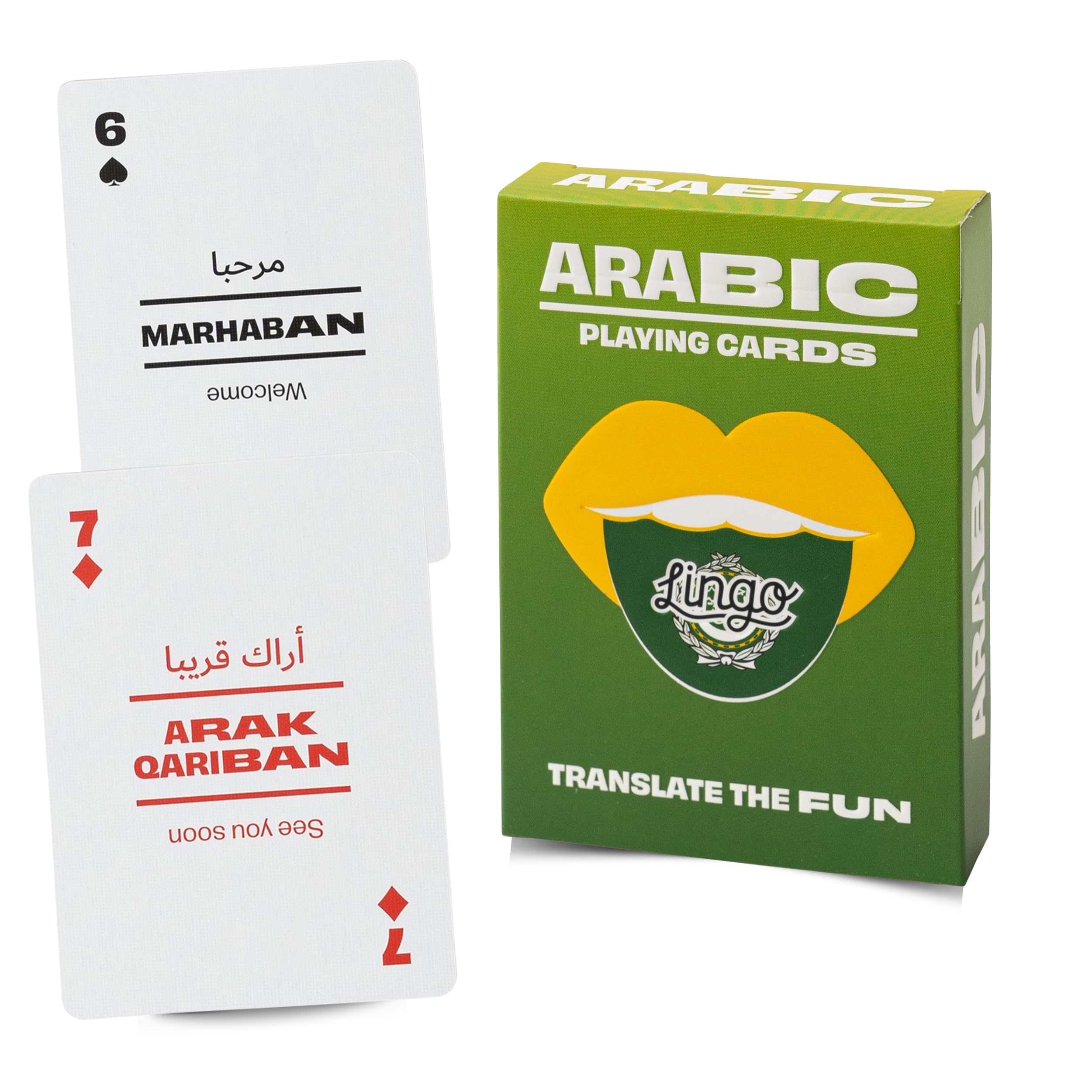 Arabic Lingo Playing Cards | Travel Flashcards | Learn Arabic Vocabulary in A Fun & Easy Way | 52 Essential Translations