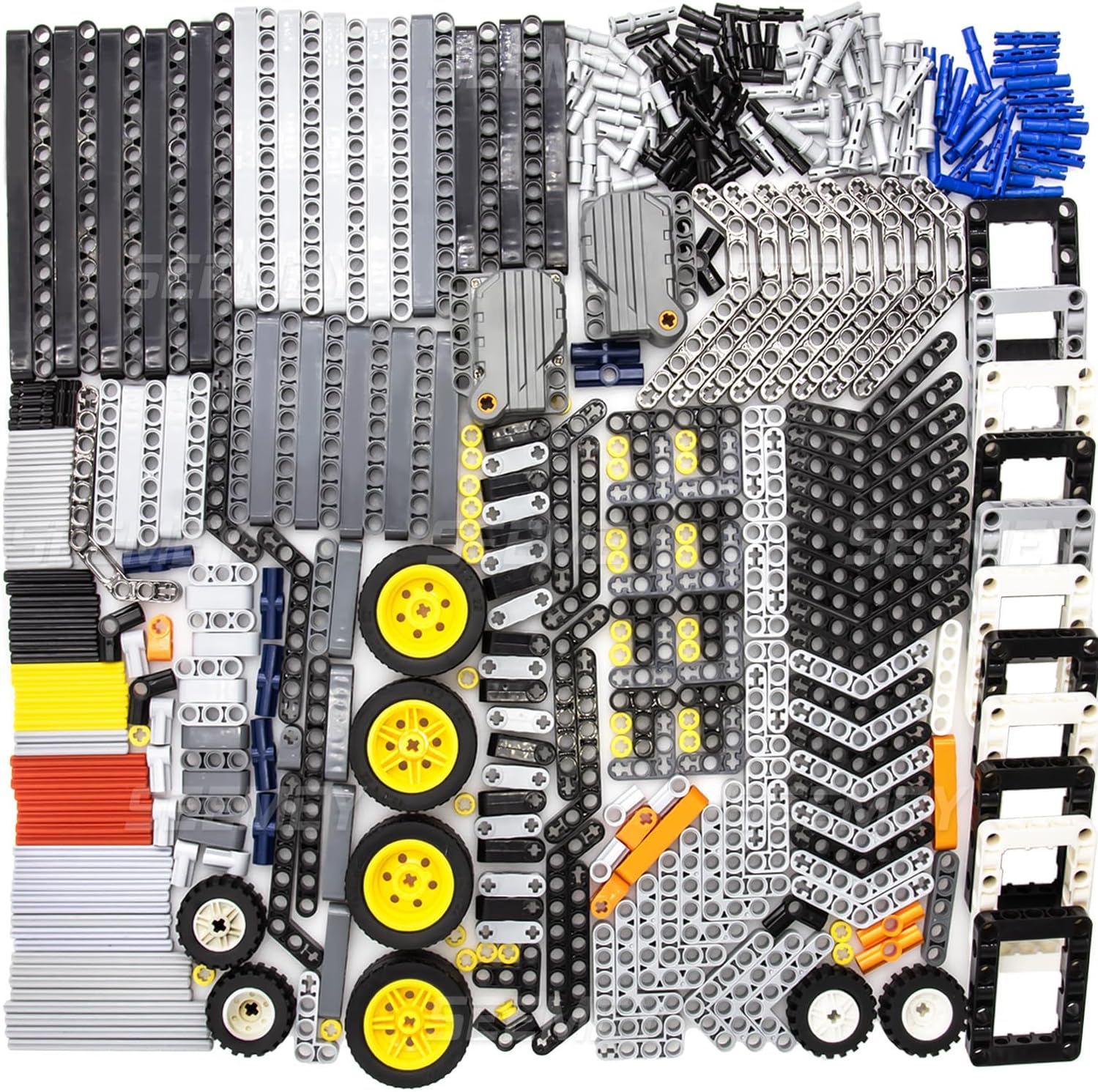 405 pcs Pullback-Motor-Bulk-Parts Set Compatible with Technic, Connector-Panel-Plate Modified-Frame liftarm-Bent-Thick-Smooth-Bush Axle-Pin-Connector Angled(Random Colors)