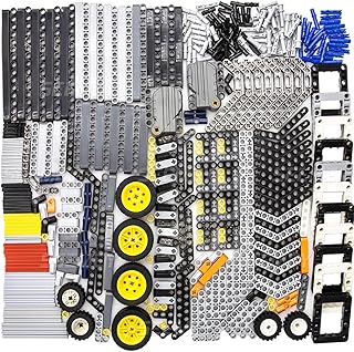 SEEMEY 405 pcs Pullback-Motor-Bulk-Parts Set Compatible Lego-Technic, Connector-Panel-Plate Modified-Frame liftarm-Bent-Thick-Smooth-Bush Axle-Pin-Connector Angled(Random Colors)