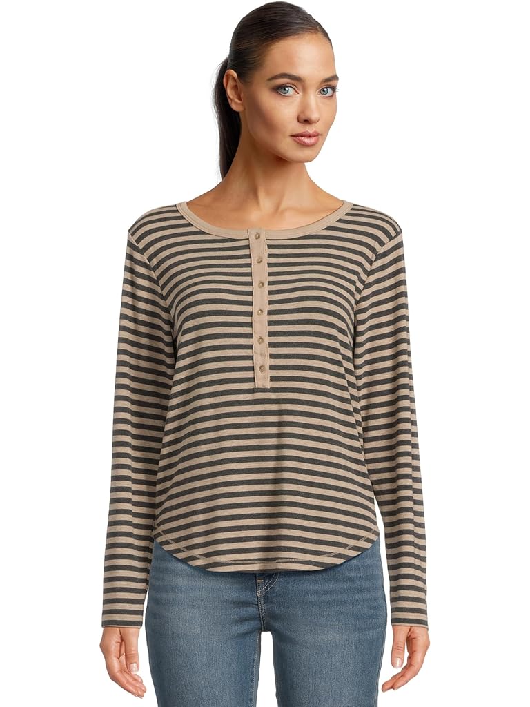 Gray Mod-o-doc Long Sleeve Slim Shirttail Henley