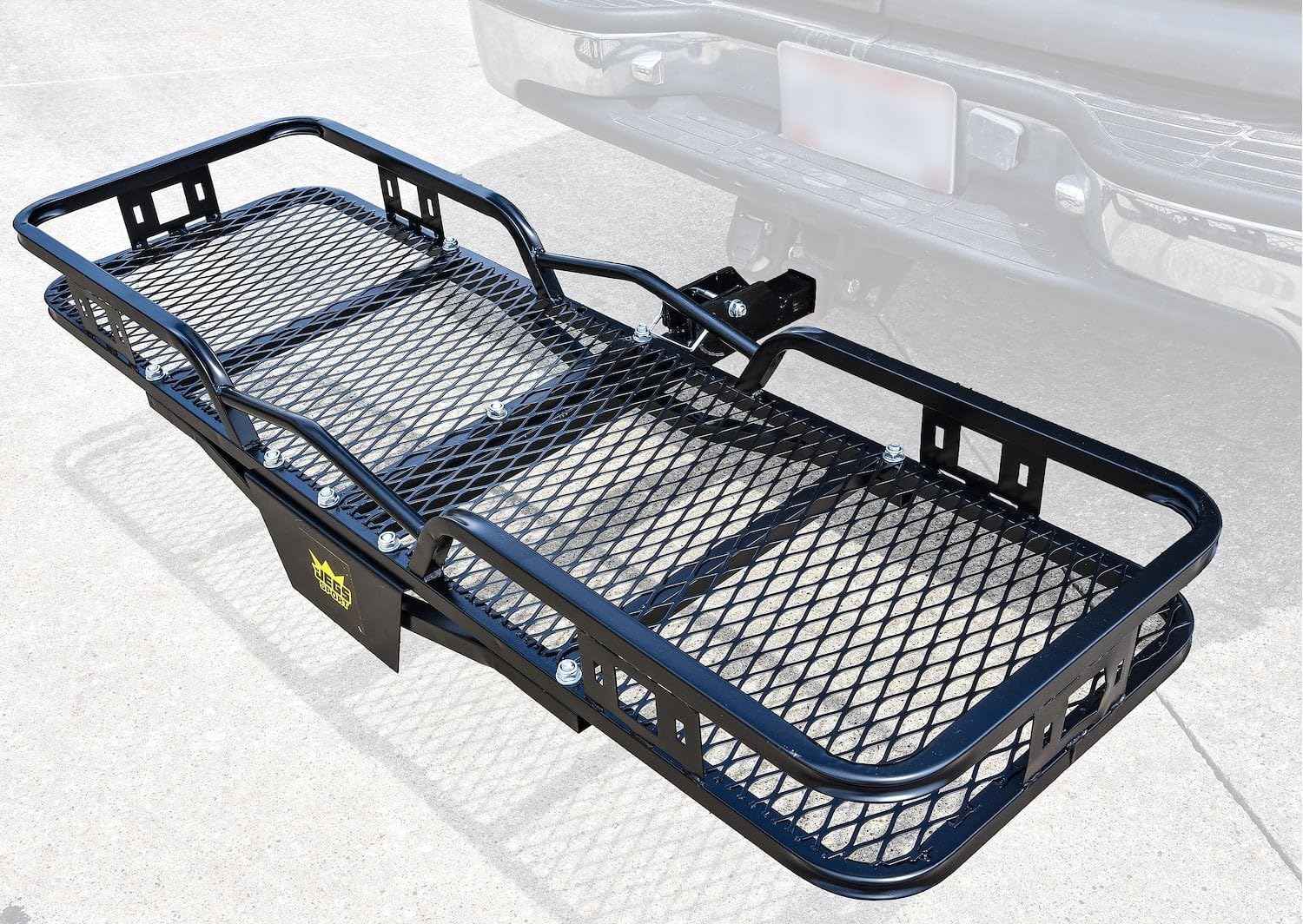 JEGS Trailer Hitch Cargo Carrier - 500 LBS Capacity Hitch Rack Cargo Carrier - Fits 2in.Receiver Hitches - Heavy-Duty Black Powder Coated Steel - 60in.Long x 20in.Wide Vehicle Cargo Carrier