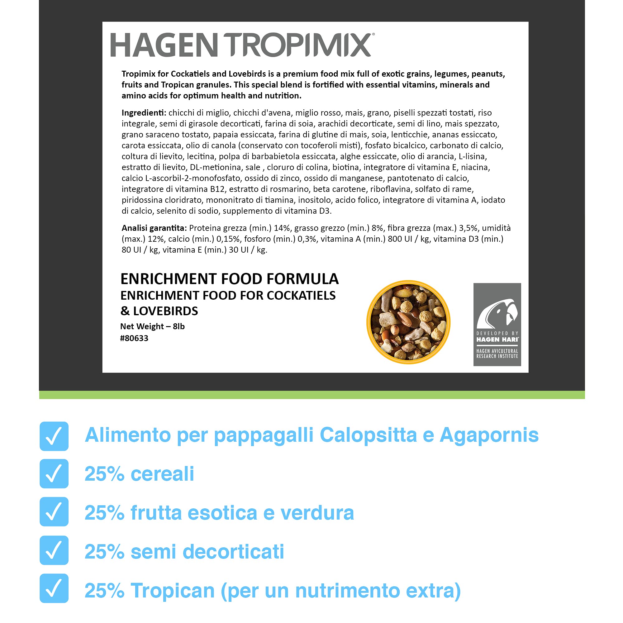 Hari - Mangime per pappagalli - Tropimix per Cockatiels & Lovebirds - 3630gr