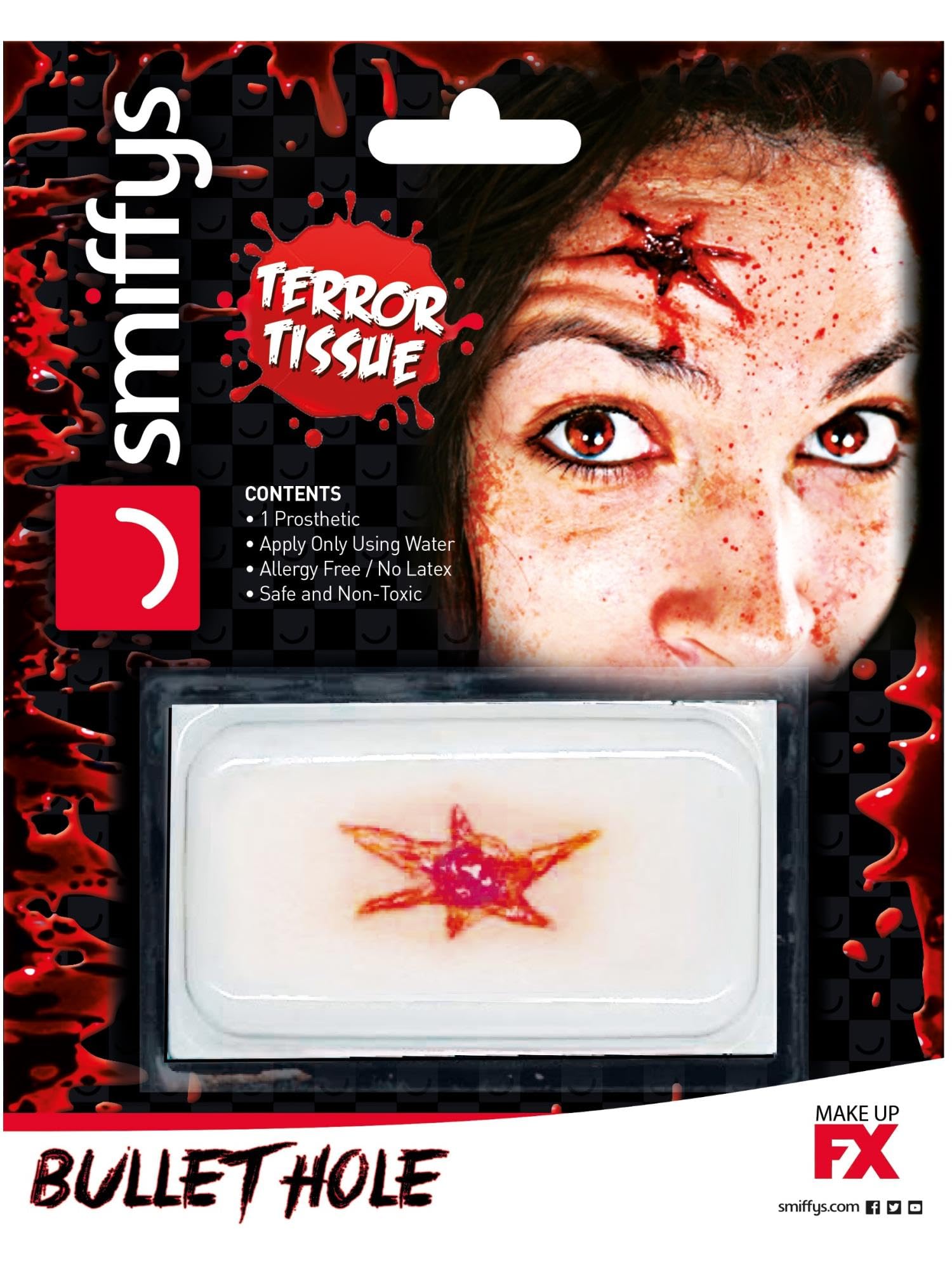 Smiffys Make-Up FX, Horror Transfer, Bullet Hole