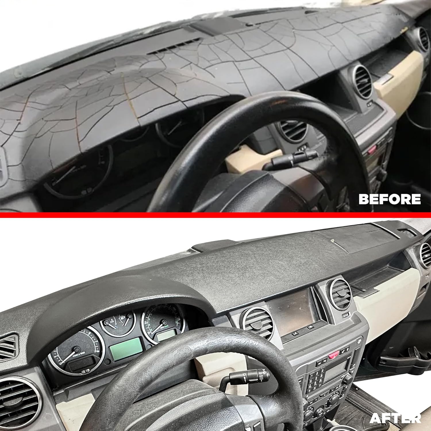 DashSkin Dash Cover Compatible with 2005-2009 Land Rover LR3 & 2006-2009 Range Rover Sport - Easy Cracked Dash Fix - Hard Molded Plastic Door Skin Cover