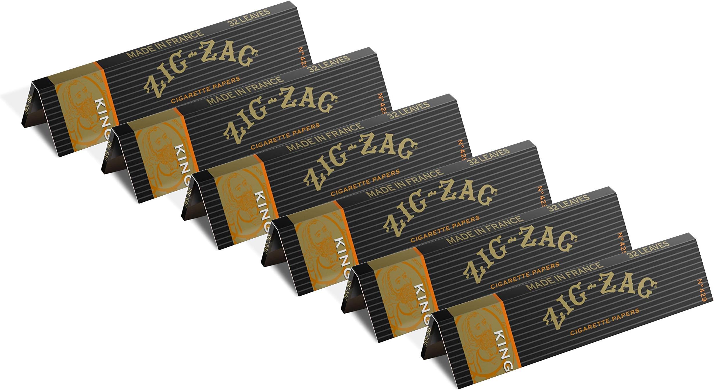 Zig-Zag King Size Rolling Papers - Original Premium, Slow Even Burn, Consistent Seal - 6 Booklets (32 Sheets/Booklet)