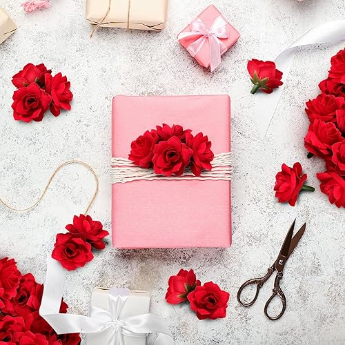 Miniatura 7 de Yunsailing 120 piezas de rosas artificiales a granel, pequeñas rosas sintéticas para decoración, manualidades, centros de mesa de boda, despedida de