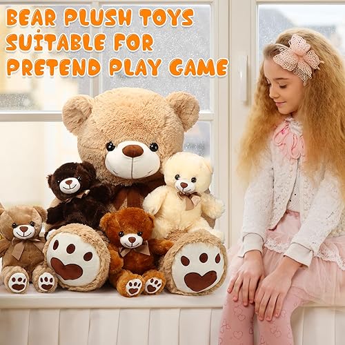 Miniatura 5 de Liliful Juego de 5 animales de peluche de oso de 36 pulgadas con 4 osos de bebé en su barriga, oso gigante de peluche para Navidad, día de San