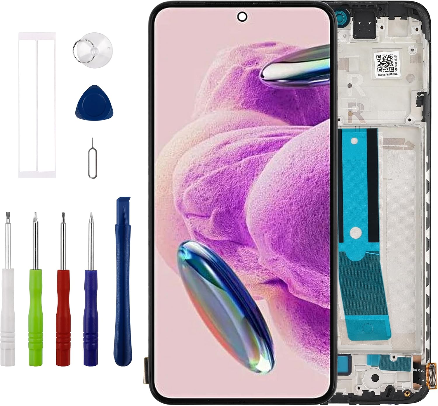 Duotipa [with Frame] New TFT Display for Xiao mi Red mi Note 12S 6.43'' 2303CRA44A Touch Screen Digitizer Assembly Repair Parts with Frame -No Fingerprint Function.