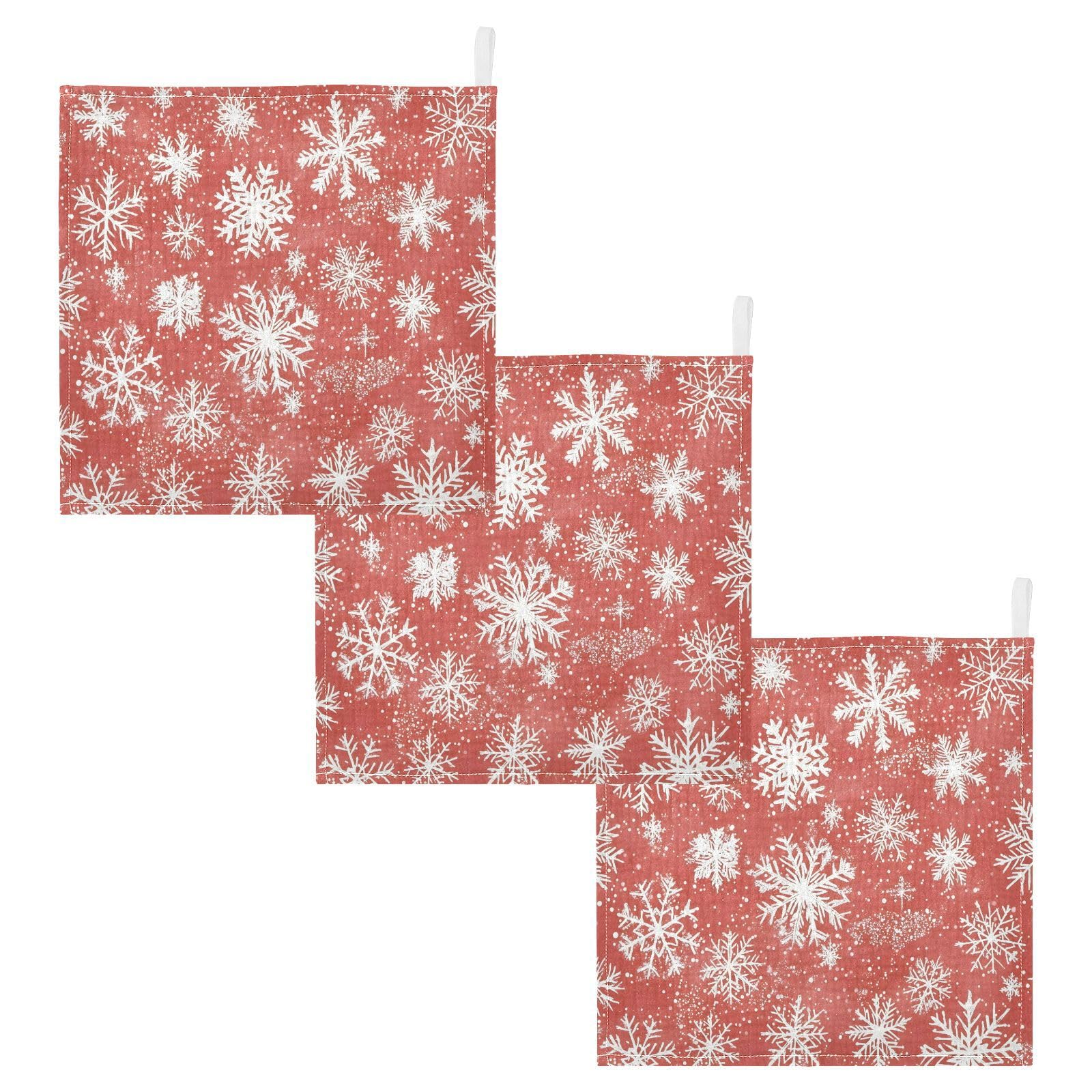 YETTASBIN Christmas Snowflakes Muslin Baby Hand Washcloths Soft Cotton Bath Face Towel 4 Layers Extra Absorbent Feeding Burp