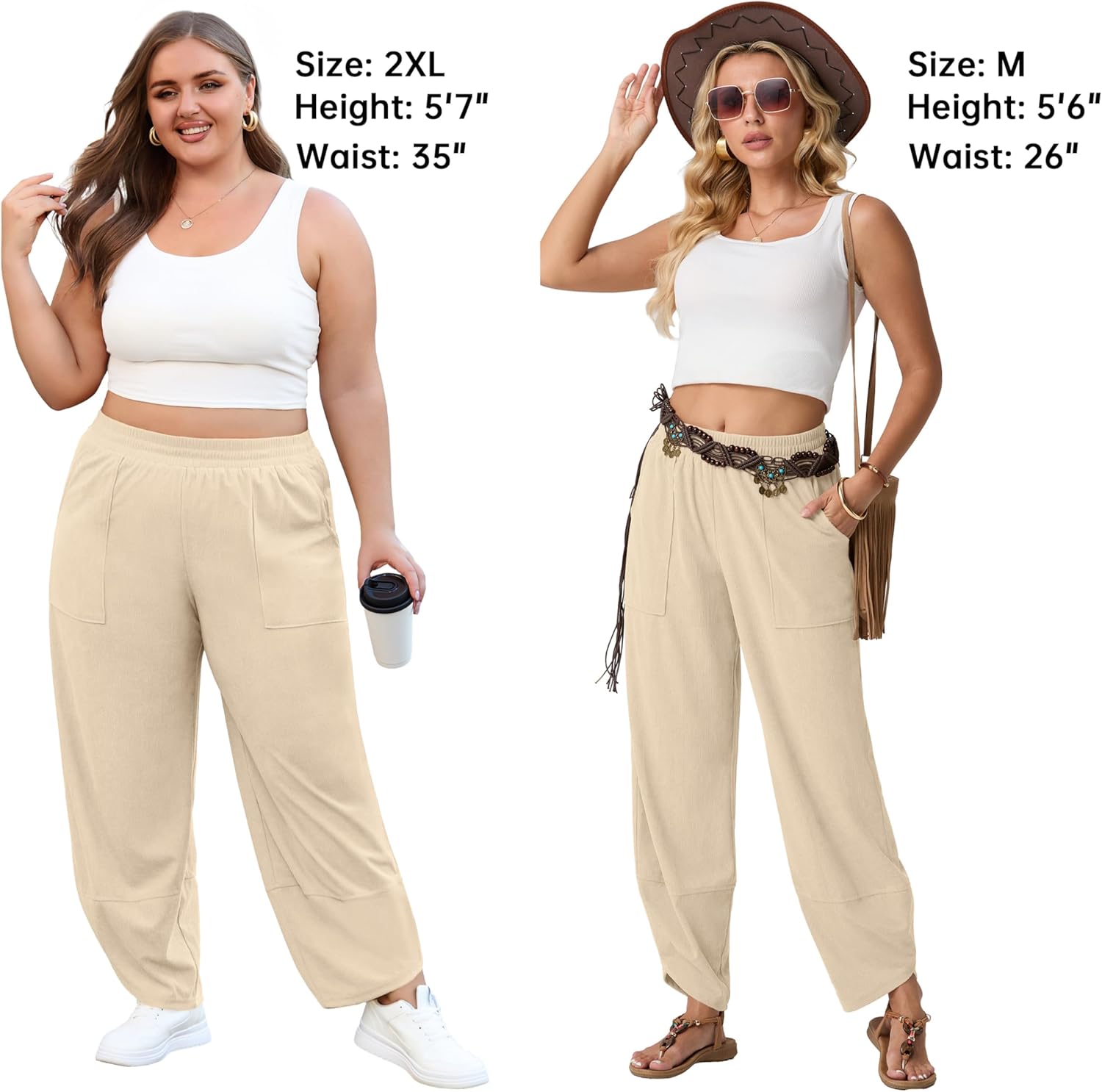Womens Wide Leg Harem Pants Palazzo Boho Casual Loose Elastic Waist 2025 Travel Vacation Outfits with Pockets - Image 4
