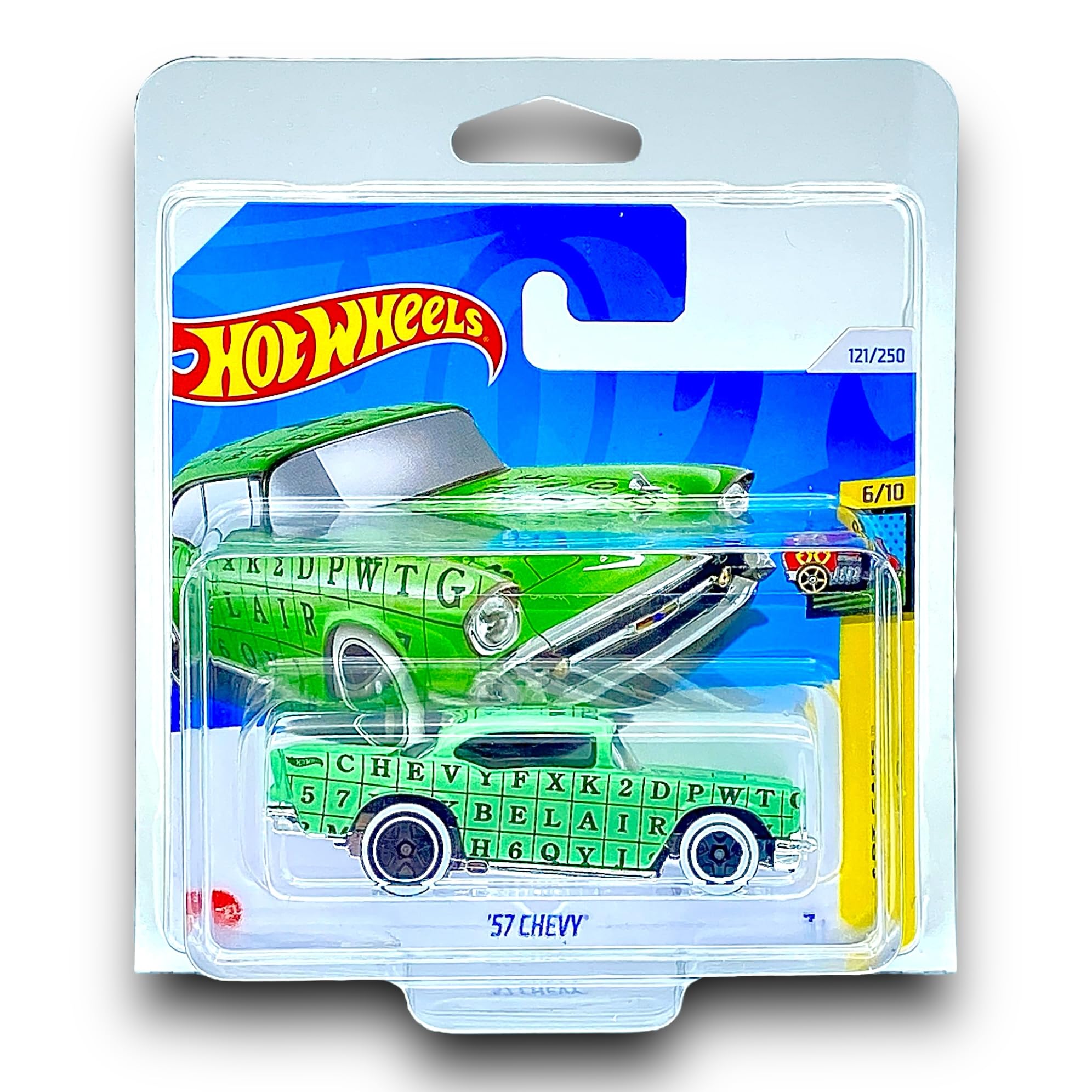 Hot Wheels '57 Chevy (Green) 6/10 HW Art Cars - 2024-121/250 (Short Card) - includes a KLAS Car Keeper Protector Case - HTD56