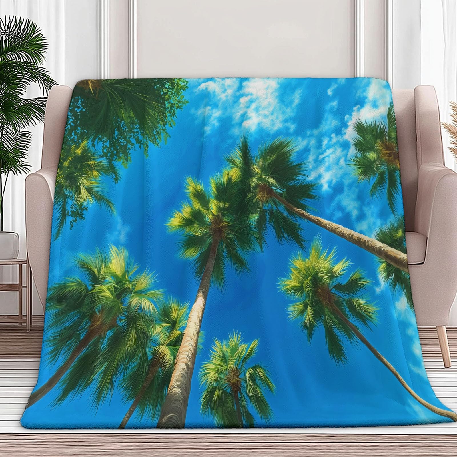 Couverture plaid polaire anti-froid grand format 200x200cm bleu doux