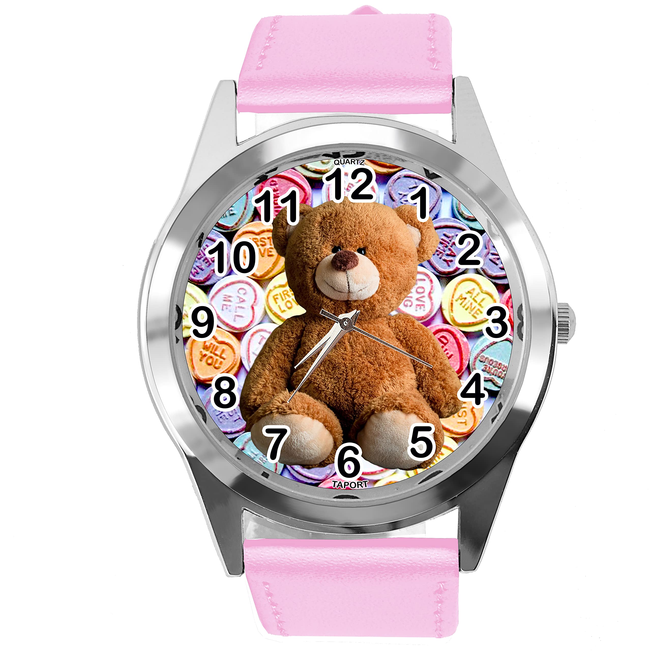 Montre TAPORT Quartz Cadran Rose - Bracelet Cuir Véritable, Style Élégant, Pour Femme, Cadeau Avec Boîtier