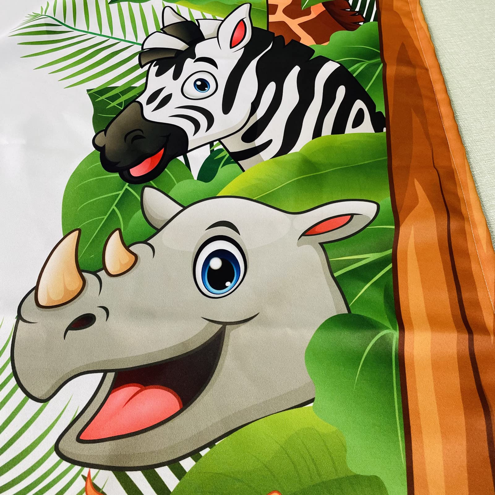 YUANZU enfants rideaux - garçons filles Jungle forêt animaux Zoo motif imprimé oeillet Blackout rideaux pour bébé chambre à coucher salle de jeux 2 panneaux W75cm x D166cm