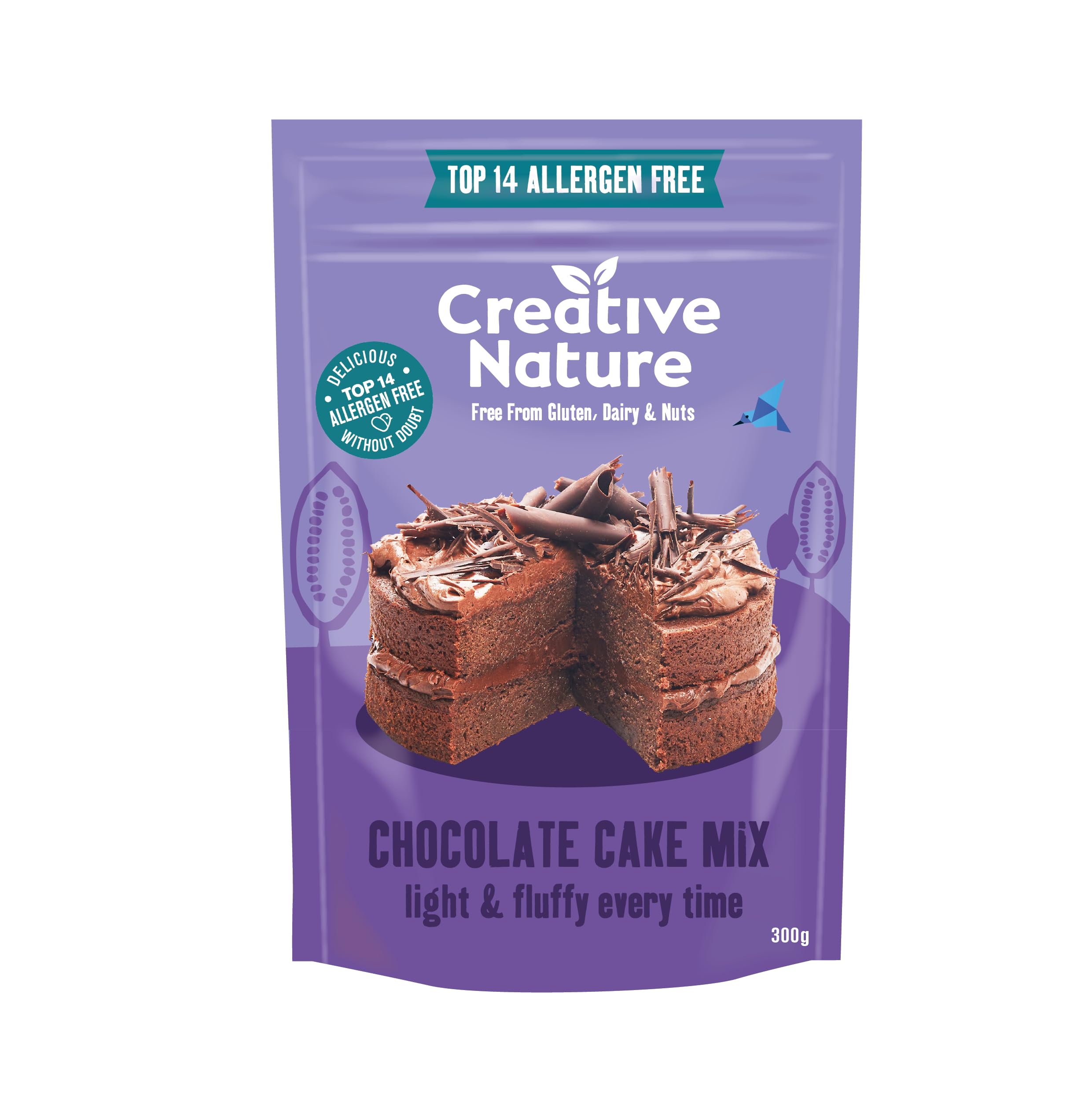 Creative Nature Gluten Free Cake Mix | Chocolate Cake | Vegan & Free From Baking Mix | Gluten Free, Nut Free, Dairy Free & 100% Allergen Free | 300g