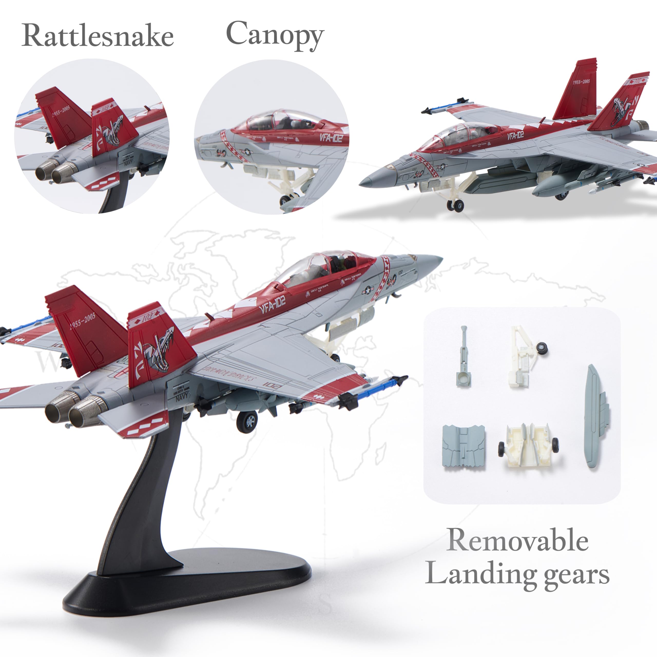 1/100 Scala F-18 Hornet Fighter Aereo Metallo Militare Diecast Modelli di Aerei per Adulti VFA-102