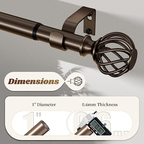 Miniatura 6 de Barras de cortina para ventanas de 28 a 48 pulgadas (2.3 a 4 pies), barra de cortina decorativa pequeña de bronce ajustable, barra de cortina