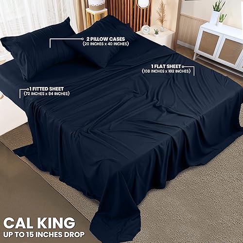 Miniatura 2 de Utopia Bedding Juego de sábanas de 4 piezas, microfibra cepillada, resistente al encogimiento y a la decoloración, fácil cuidado (California King,