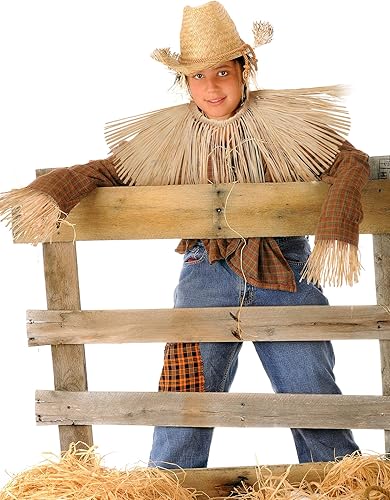 Miniatura 4 de Jetec Kit de 7 pajitas de espantapájaros, 5 material de rafia, accesorios de disfraz de espantapájaros, decoración de rafia, cuello, brazos y