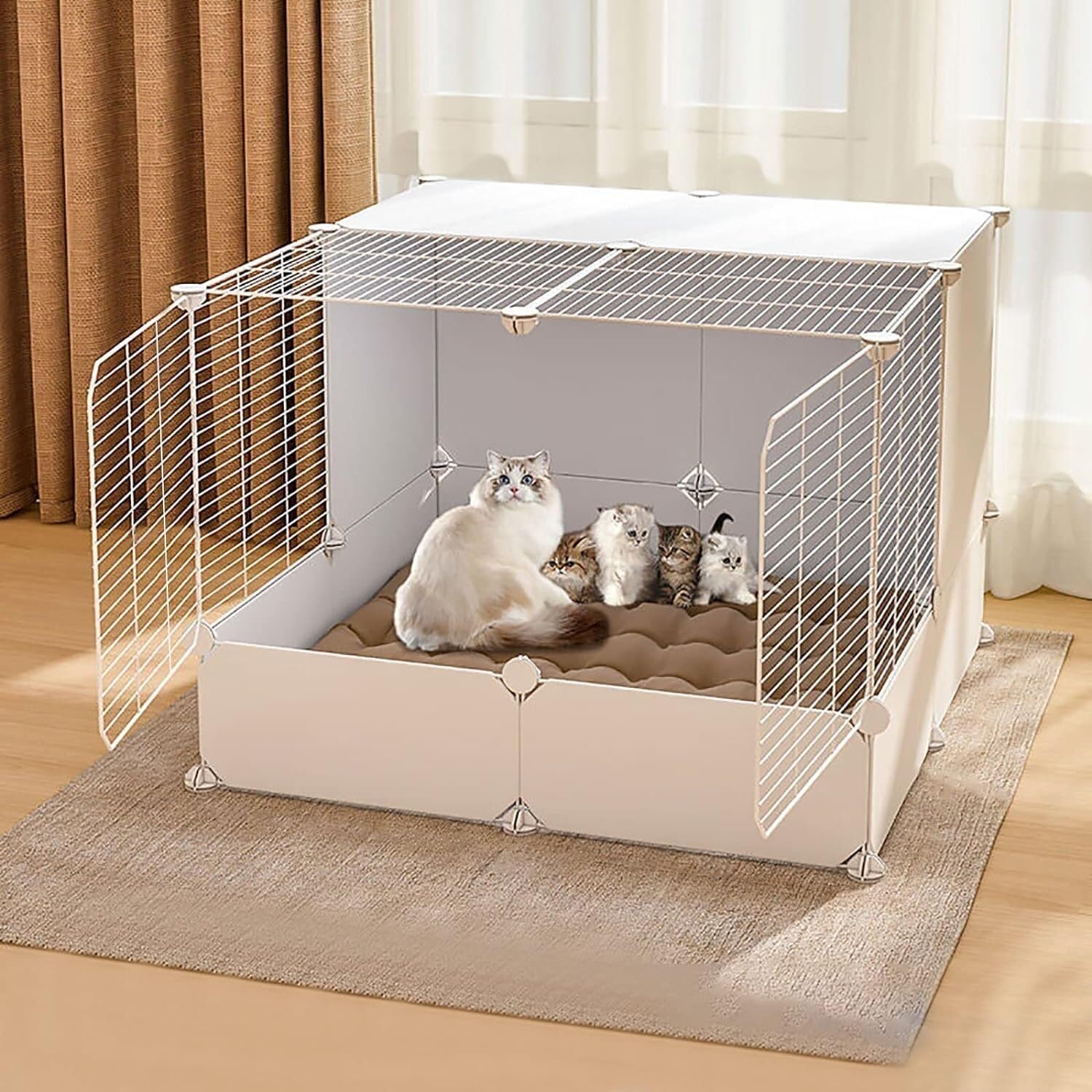 Recinto per Gatti Gabbie for Gatti, Recinto for Gatti da Interno Cuccia for Gatti Box for Gattini Gabbie for Cani for Cani di Taglia Grande Gabbia for furetti Box for Animali Domestici(White,A)