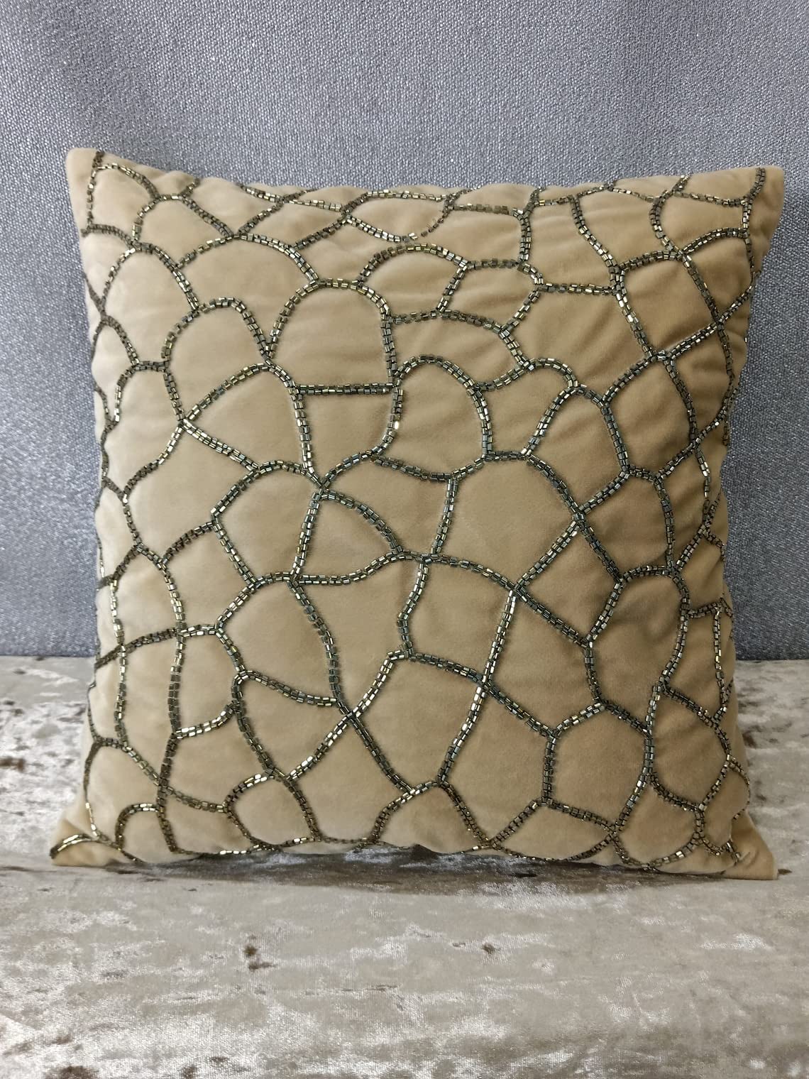 KGN Home Decor Silk 144 TC Pillow Cover with Elegant Design and Antique Work (KGN_3, White, 20x24 Cm, Pack of 1) 4