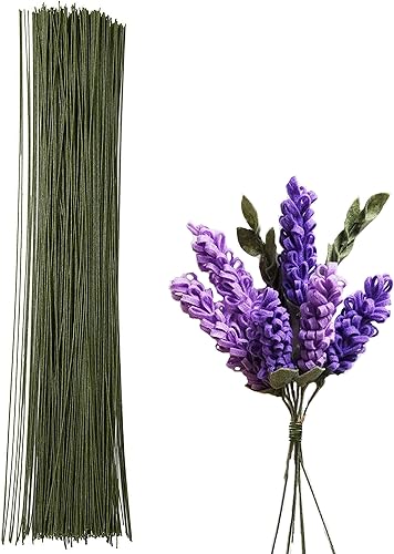 BEADNOVA Alambre de tallo floral, 200 unidades, alambre floral de calibre 22, alambre floral verde para arreglos florales, ramo de bricolaje (verde
