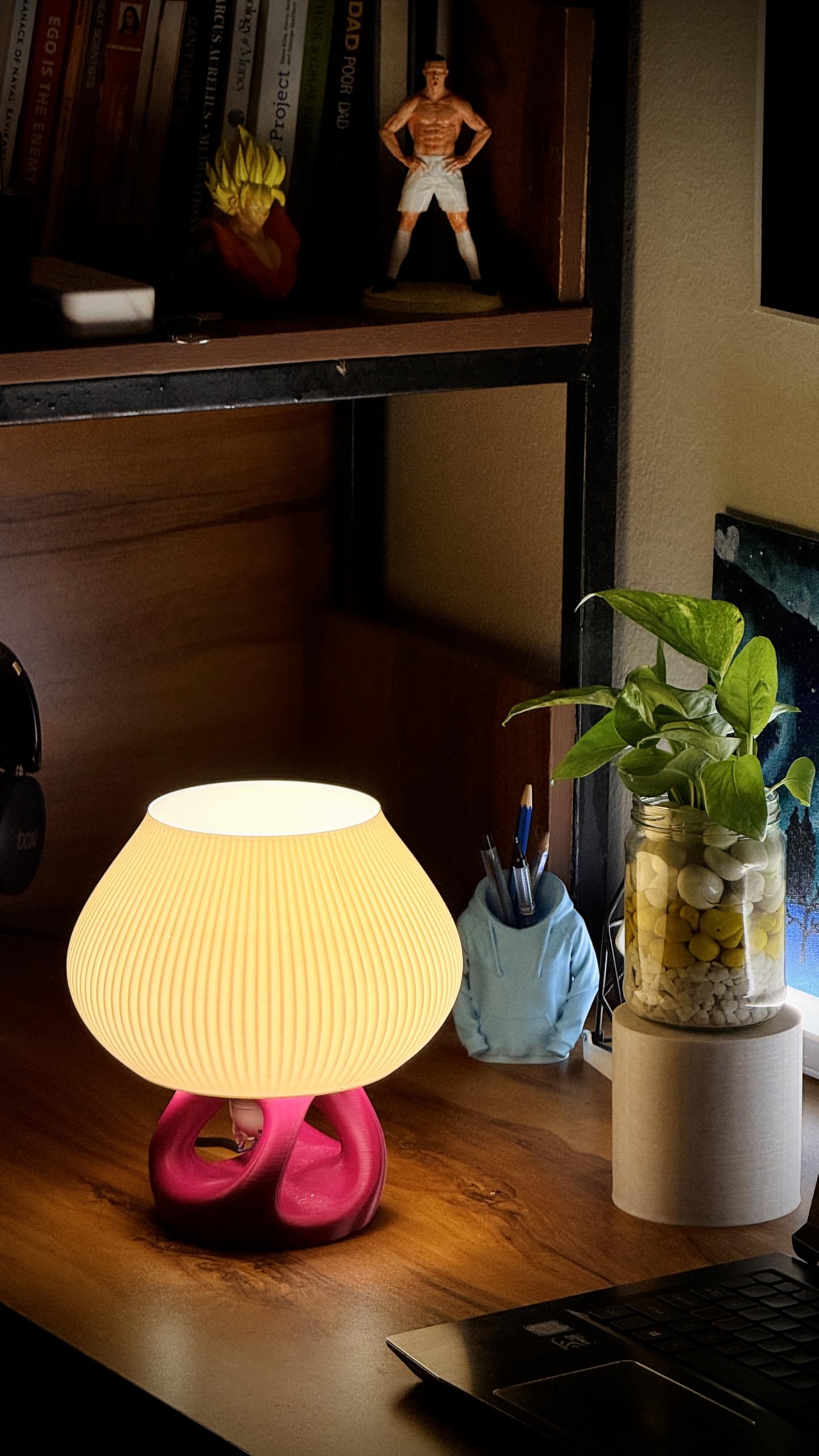 LAYERLABS India's coziest lamp Mellow Modern Desk Lamp, PLA Material, Pleated Shade Design, E27 Bulb, 9x9x10 Inches, Ambient Lighting for Home Office-image-6