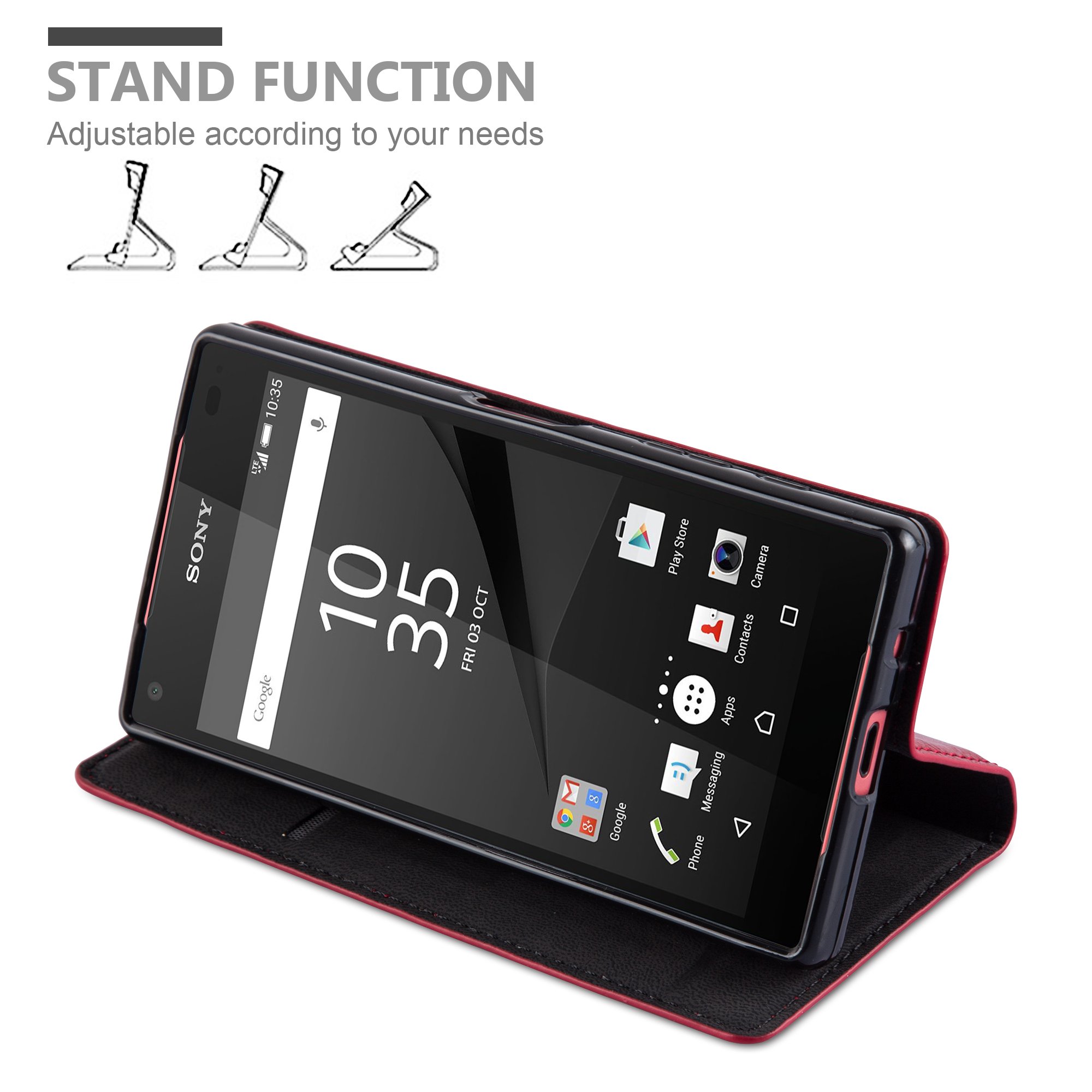 Custodia Flip Cadorabo Per Sony Xperia Z5 Compact – Colore Rosso Cremisi – In Similpelle Strutturata Con Chiusura Magnetica E Slot Per Carte