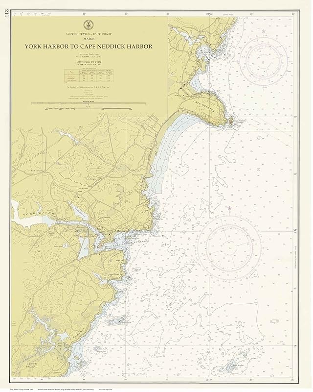York Harbor Cape Neddick Harbor 1960 Old map Nautical