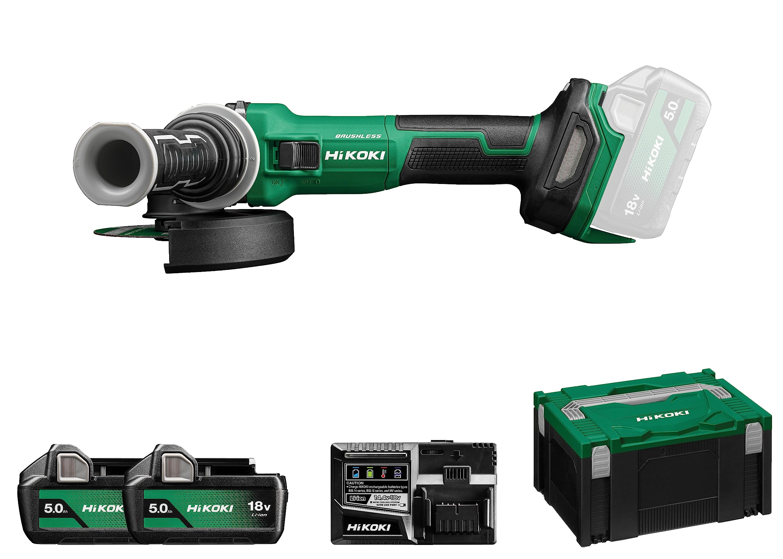 Meuleuse d'angle sans fil HIKOKI G1813DVE - 18V, 5Ah, Brushless