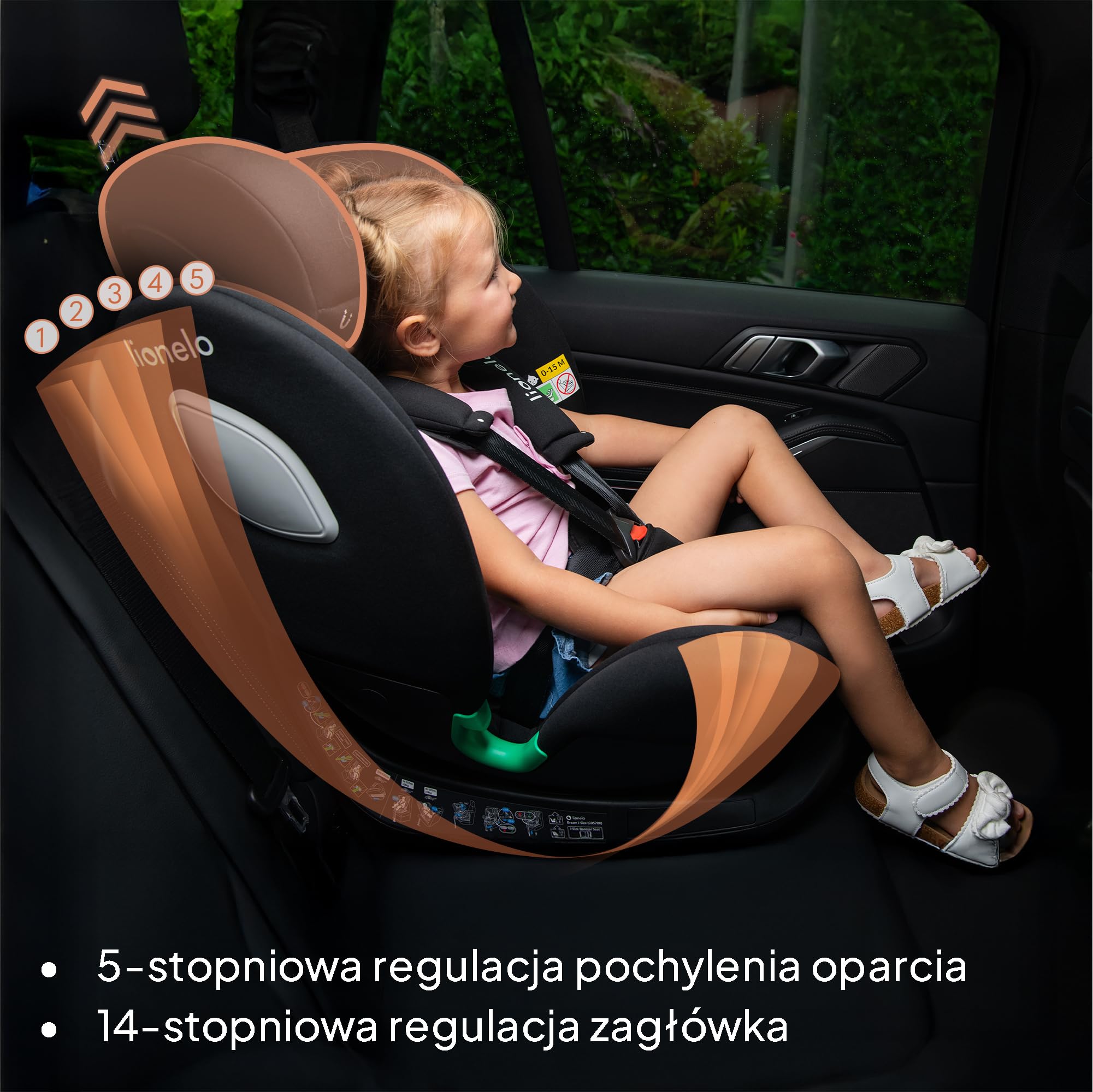 Lionelo LO-BRAAM I-SIZE BLACK CARBON Fotelik Samochodowy, Czarny, 0-36 kg