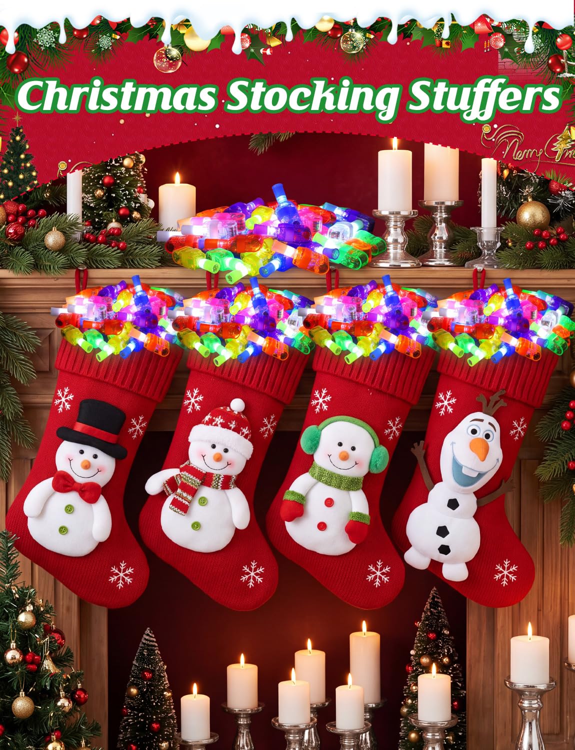80Pcs Natale Finger Lights Party Favors Light Up Giocattoli Bulk