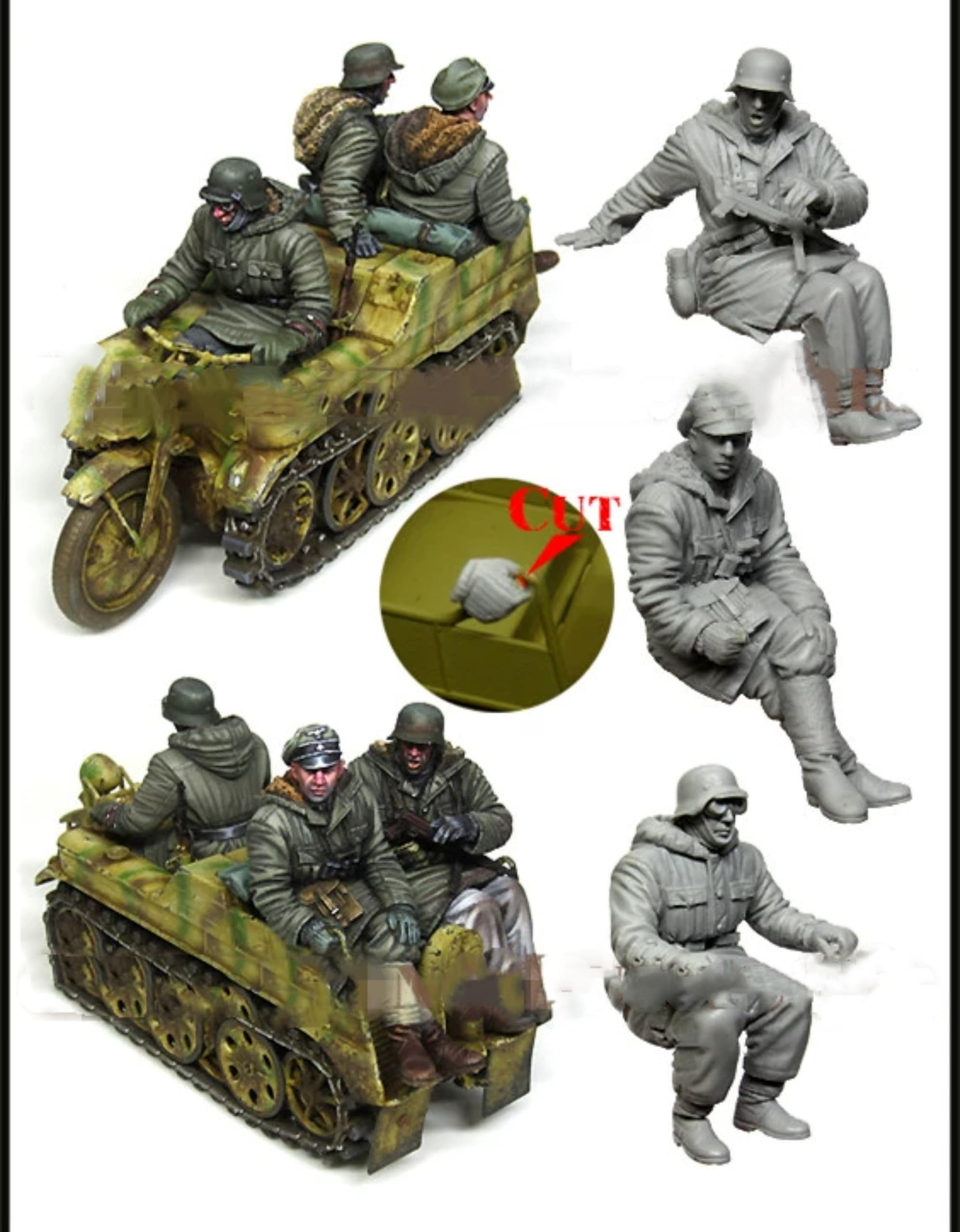 TRUEGRIS 1/35 WWII German Tank Soldier Resin Model Kit Unpainted and Unassembled (4 people, no tank) //k5w3J20