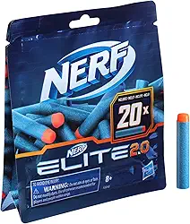 Nerf, Kit de 20 Dardos de espuma Elite 2.0 - Compatível com todos os lançadores Nerf Elite, presente de Natal para crianças a partir de 8 anos
