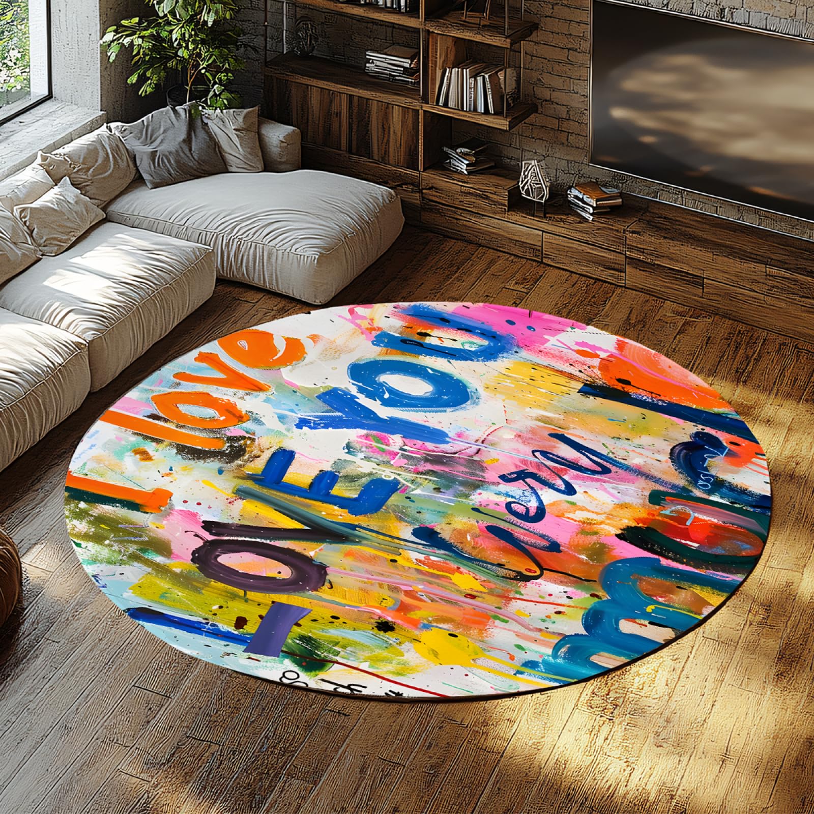 Tapis coloré graffiti tapis doux lavable fini les taches au salon
