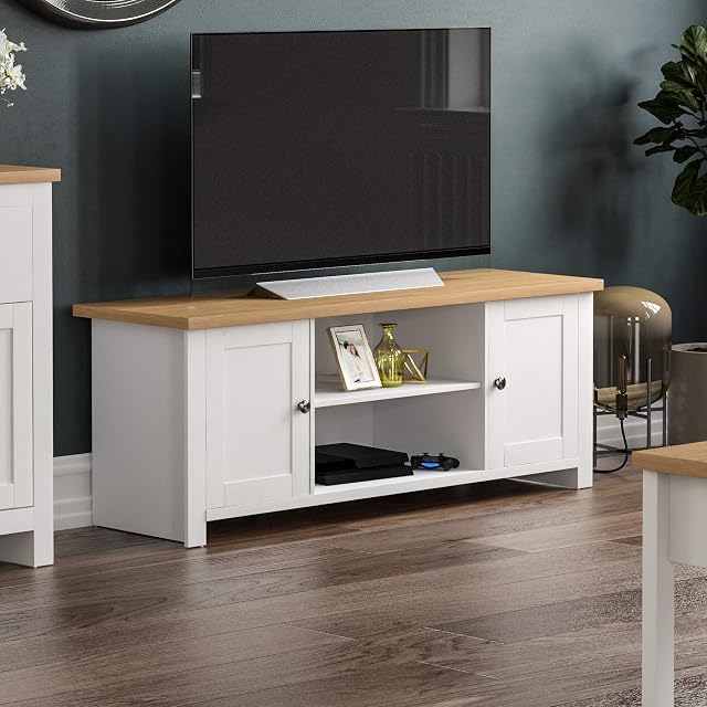 Vida Designs Arlington 2 Door TV Unit Cabinet Stand Sideboard Entertainment Living Room (White)