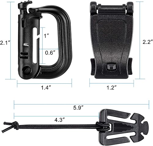 Miniatura 3 de BOOSTEADY Kit de 30 accesorios para Molle Bag Tactical Mochila Chaleco Cinturón, Grimloc Bloqueo de engranajes, Web Dominator cuerdas elásticas,