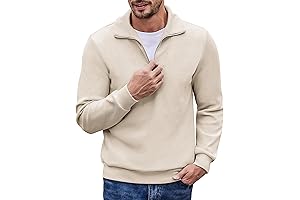Men's Quarter Zip Up Pullover Slim Fit Mock Neck Long Sleeve Sweaters...