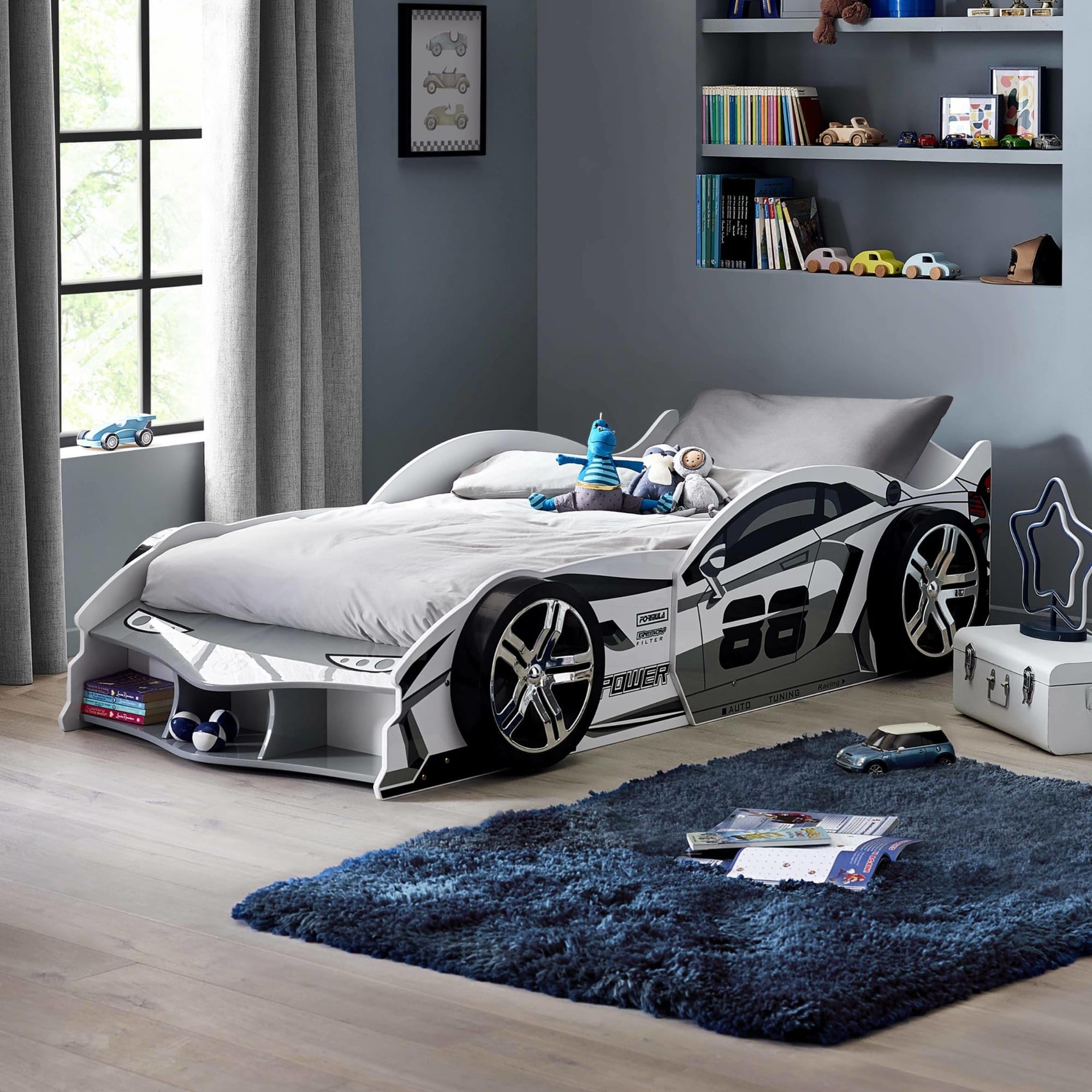Julian Bowen Storm White Racer Car Bed Frame - 3ft Single