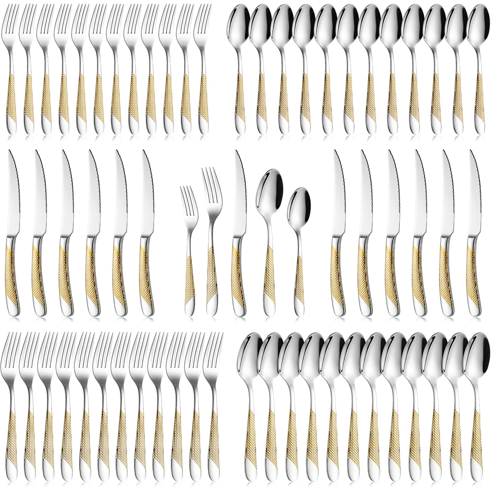 60-Piece Silverware Set Stainless Steel Flatware Sets for 12