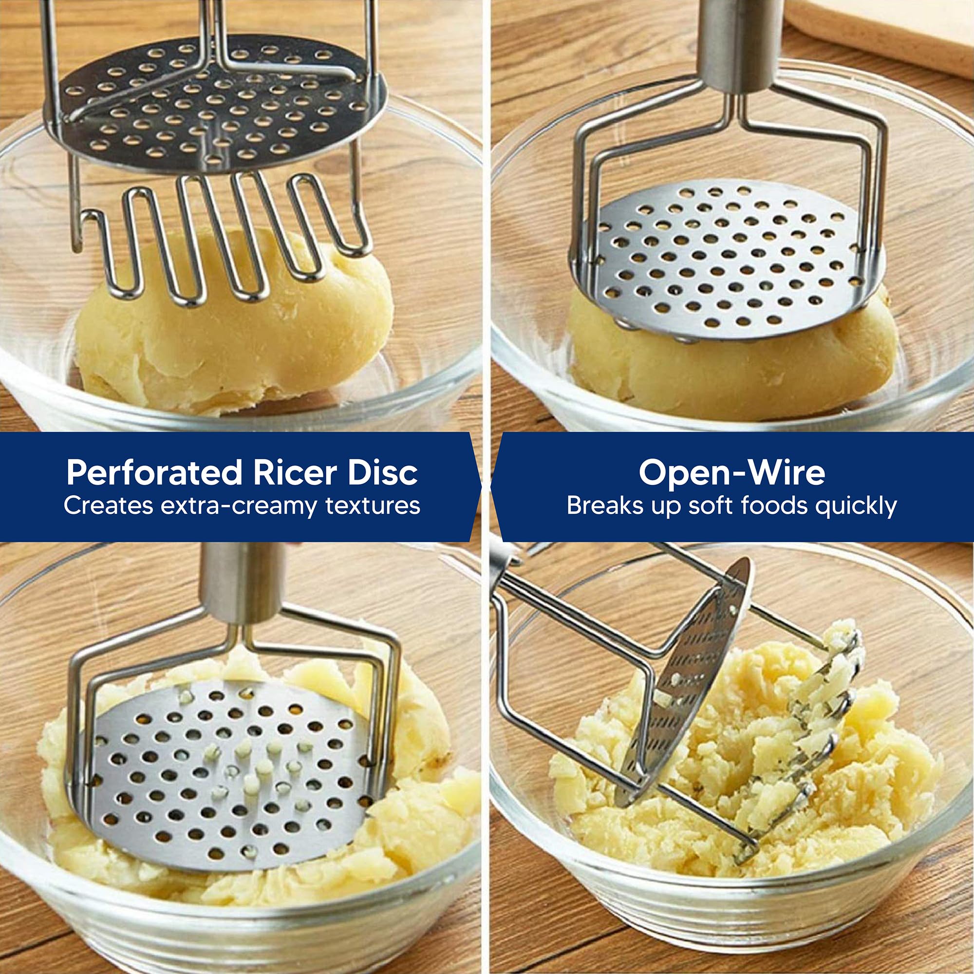 HIC Harold Import Co. 93200 Potato Masher Stampfer, Edelstahl