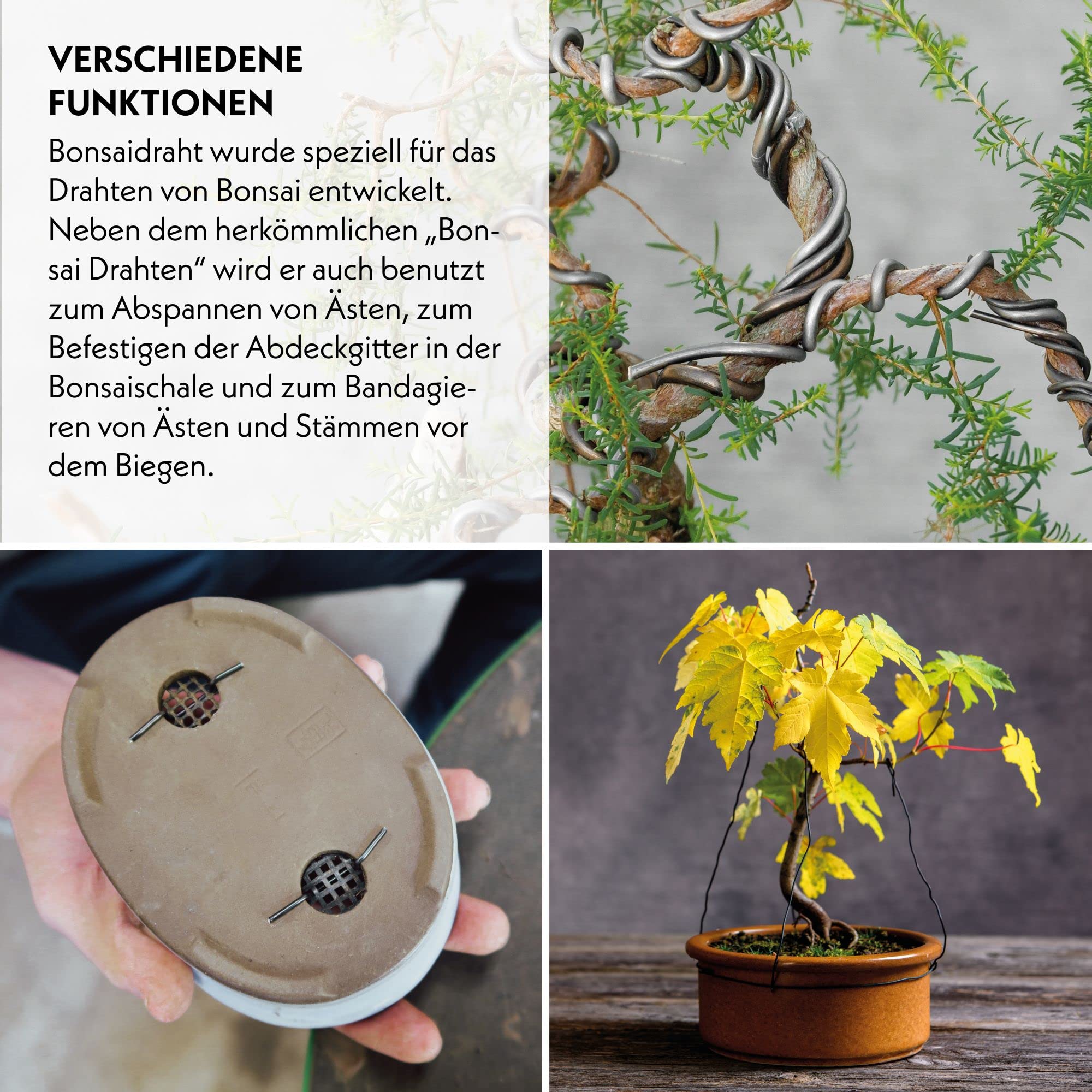 HappySeed 30m Bonsai Draht aus eloxiertem Aluminium, Schwarz - Essenziell  fr die gewnschte Form Ihres Bonsais - ideal zum Drahten von Bumen &  Pflanzen (3er Set) : Amazon.de: Garten