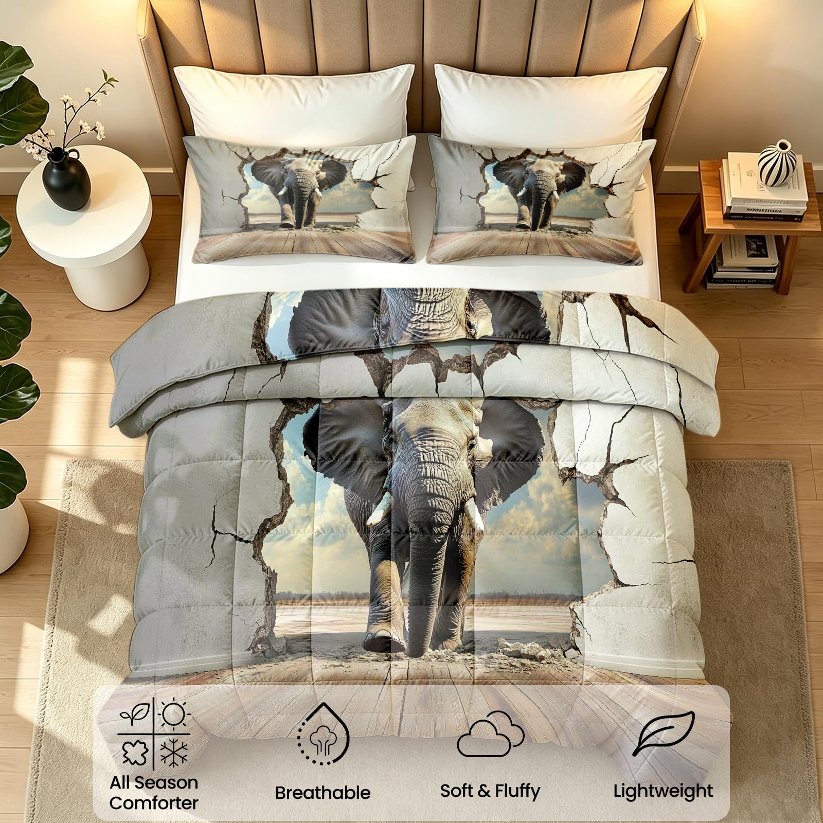Sommerdecke 155x220 Afrikanischer Elefant Waschbar Bettdecke Ohne Bezug