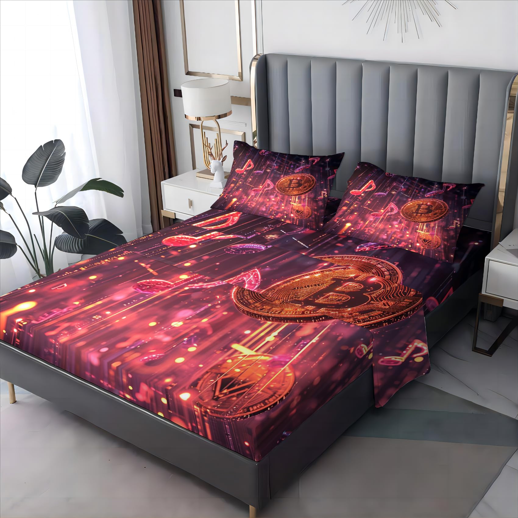Amazon.com: OmErsa Bitcoin Queen Size Sheets Set - Soft & Deep Pocket,  Wrinkle-Free Music Note Print Bedding Sheets & Pillowcases, Includes 1  Fitted Sheet, 1 Flat Sheet, 2 Pillow Cases : Home & Kitchen