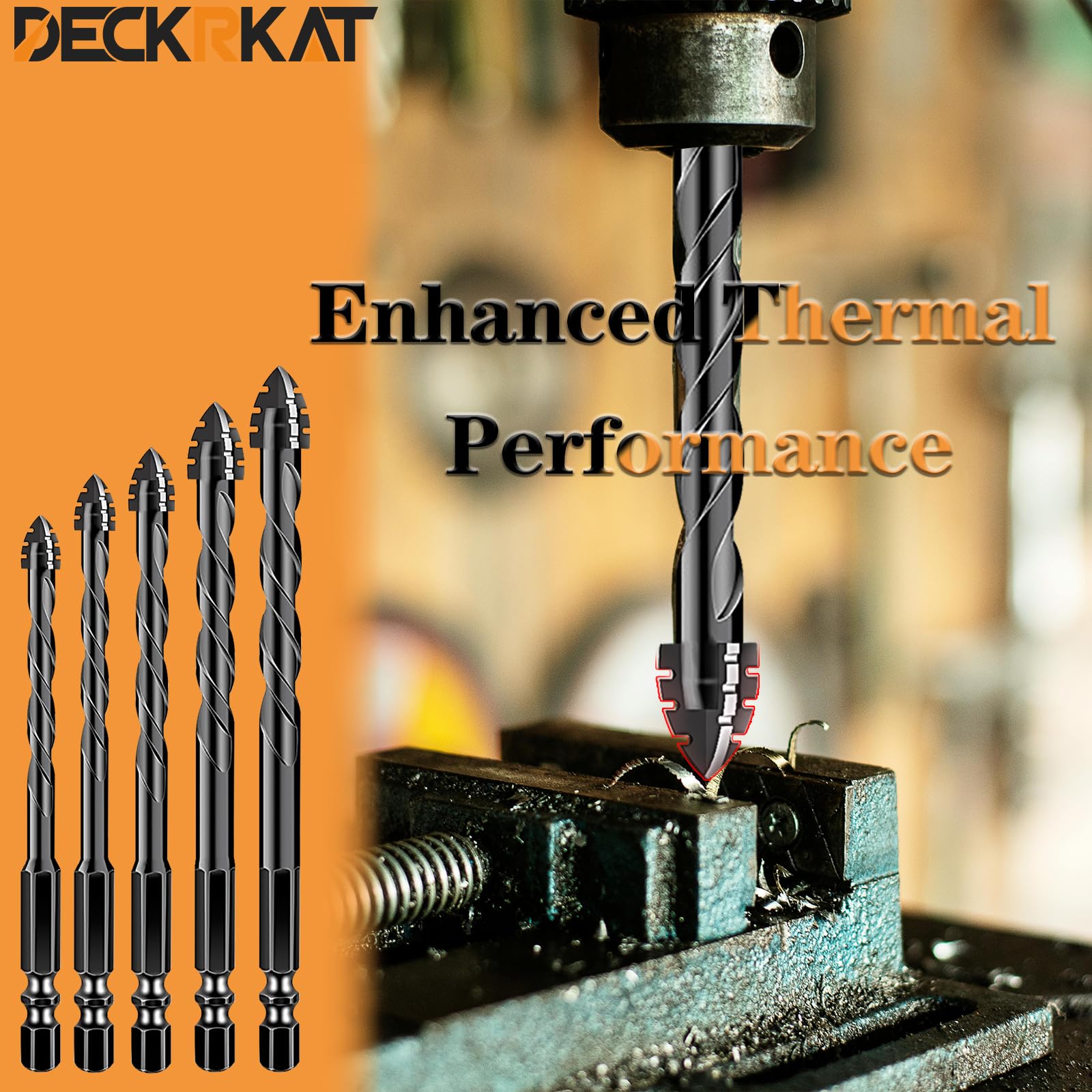 DECKRKAT Masonry Drill Bit Set - 10 Piece -6