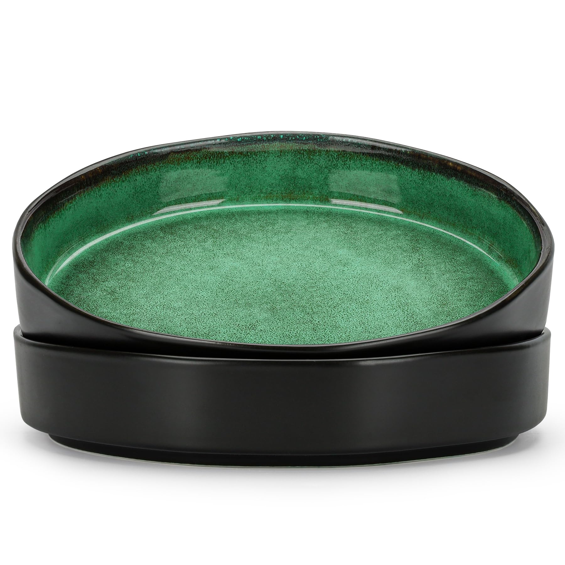 CSYY Pasta Bowls, 22cm Porcelain Serving Bowls, 1000ml Large Deep Plates Round Premium Green Bowls Set for Salad, Pasta, Fruit(2pack)