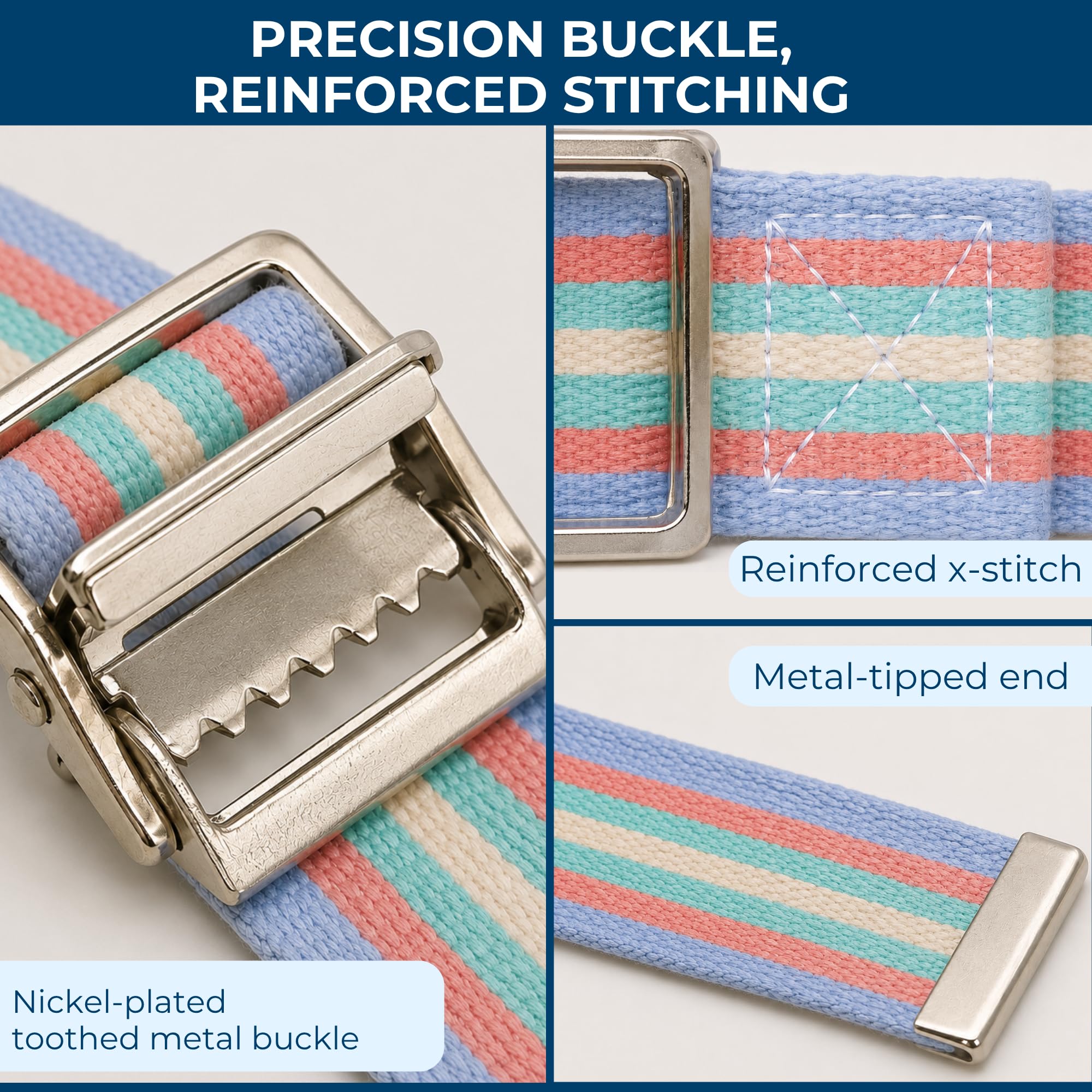 NYOrtho Metal Buckle Gait Belt - Adjustable Machine Washable Strong and Durable Material Latex Free, Natural, 60" — Amazon image 3